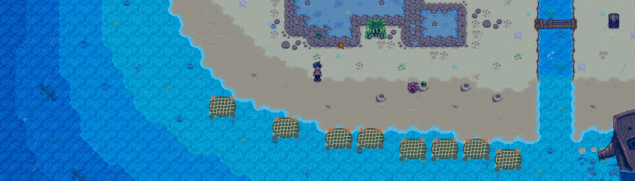捕鱼网 Mod：一排渔网布置在海岸水面